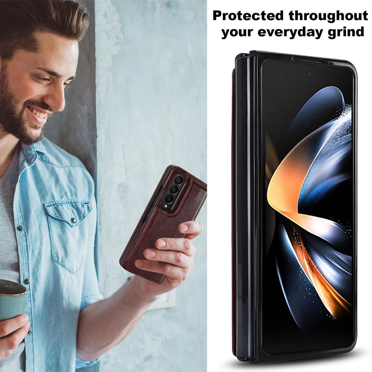 Full Coverage Double Buckle Phone Case for Samsung Galaxy z Fold 4 - Purple