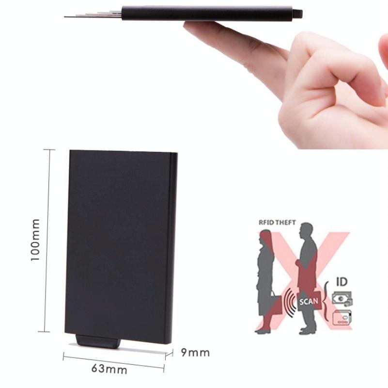 Automatic Eject Rfid Blocking Aluminum Card Wallet - Gray