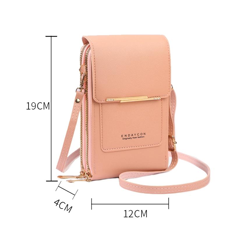 Multifunctional Touch Screen Crossbody Bag - Light Pink