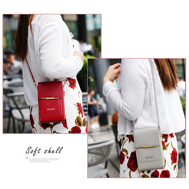 Multifunctional Touch Screen Crossbody Bag - Light Pink