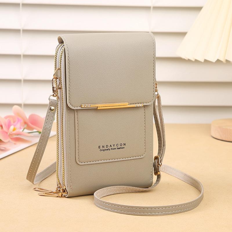 Multifunctional Touch Screen Crossbody Bag - Light Pink