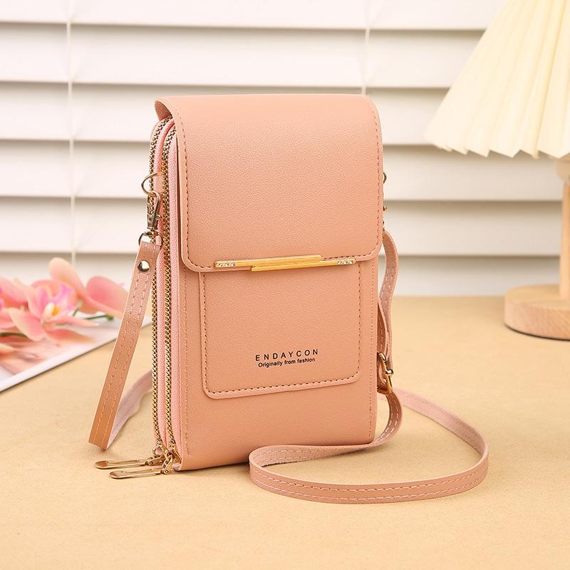 Multifunctional Touch Screen Crossbody Bag - Light Pink