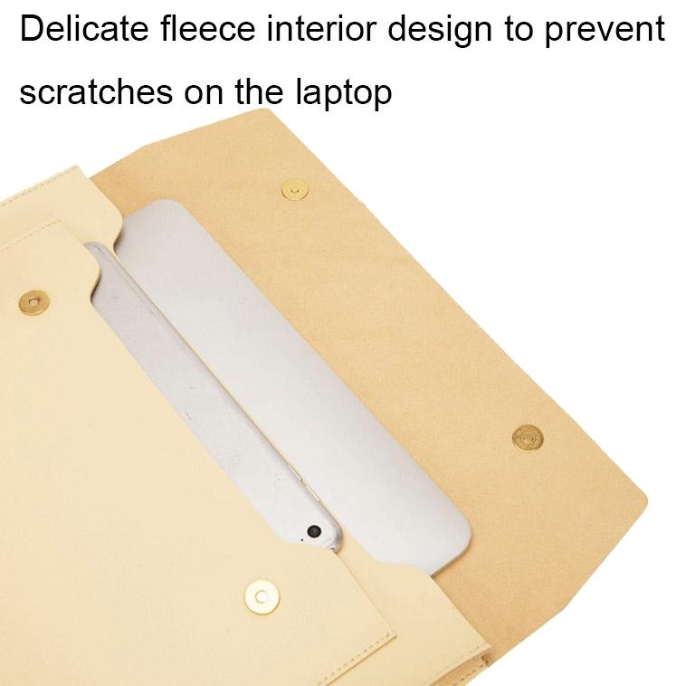 3-in-1 Waterproof Leather Laptop Liner Bag - 13 Inches - Apricot