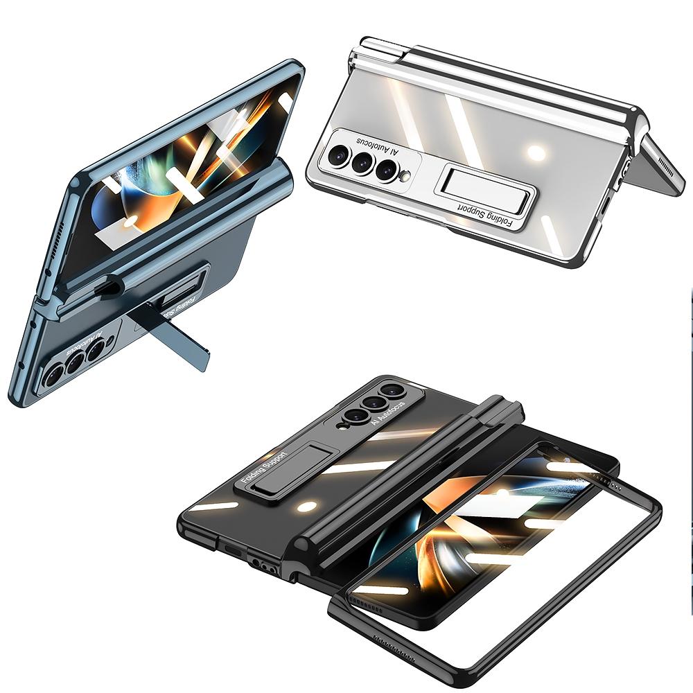 For Samsung Galaxy Z Fold4 5G Shockproof Magnetic Case With Pen Slots - Gold
