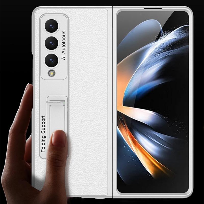 For Samsung Galaxy Z Fold4 5G Leather Case With Stand - Ultra Thin - Black