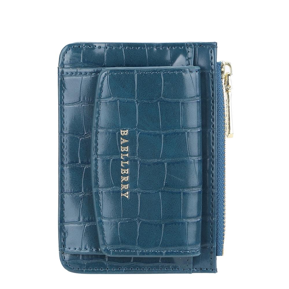Multifunctional Crocodile Card Holder With Zipper Small Coin Purse - Pink