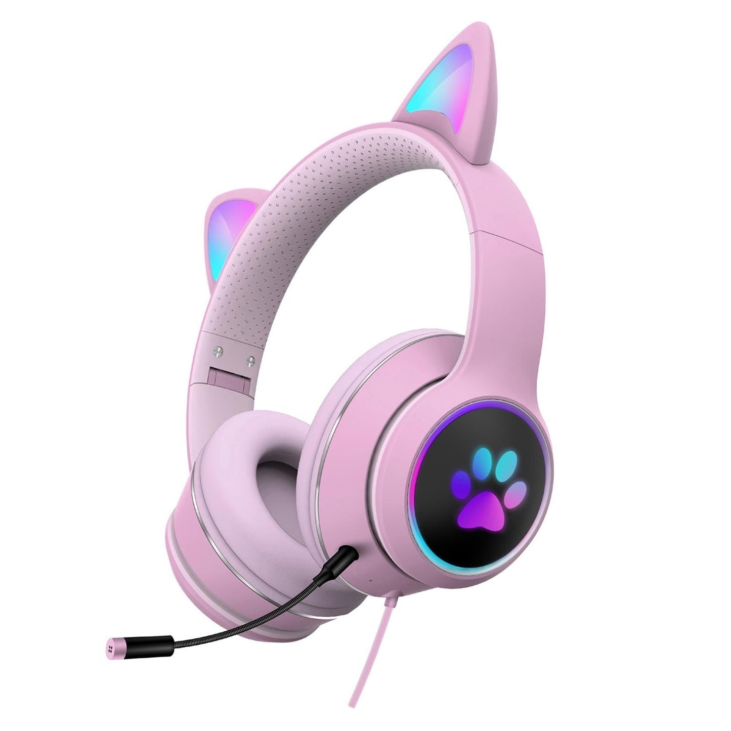 Foldable Led Headset With Mic Usb + 3.5Mm Port - Dark Blue
