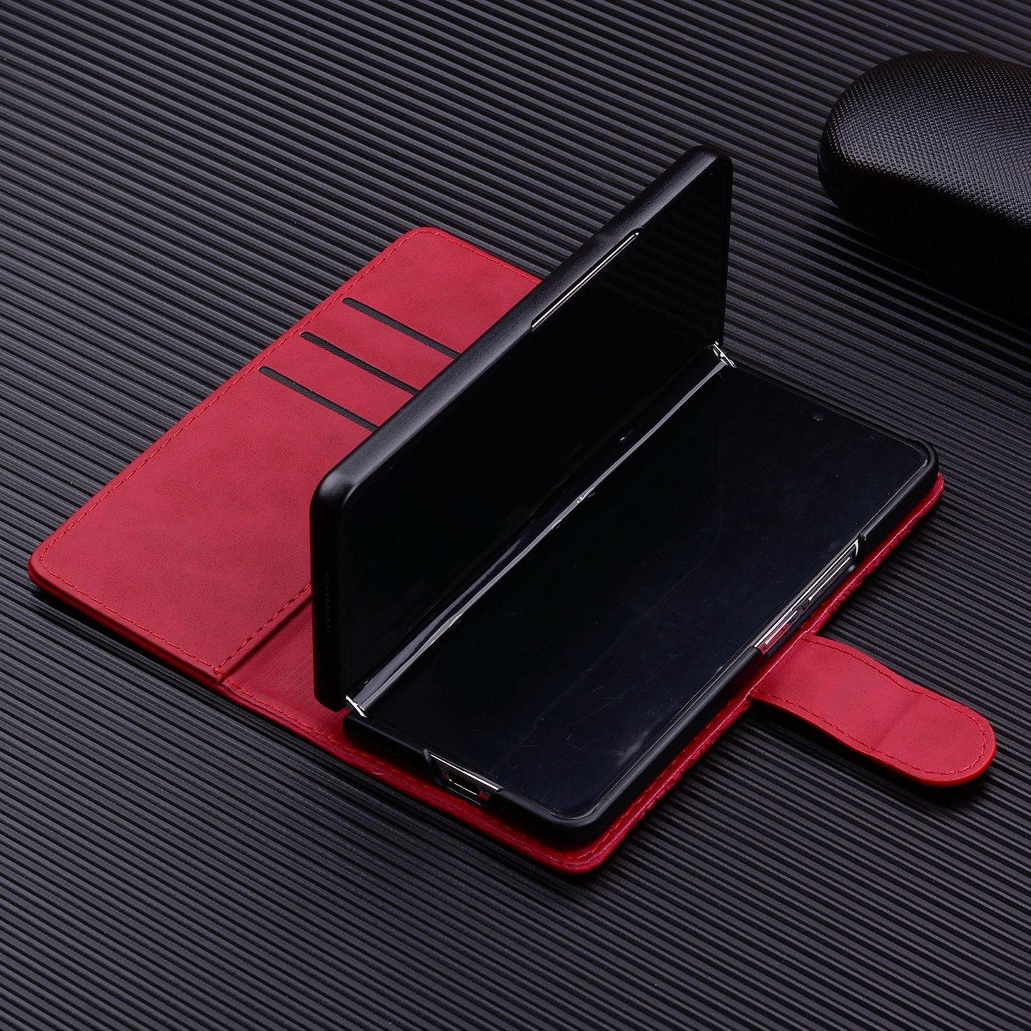 For Samsung Galaxy Z Fold4 5G Dual Fold Mandala Leather Case - Embossed Design - Red