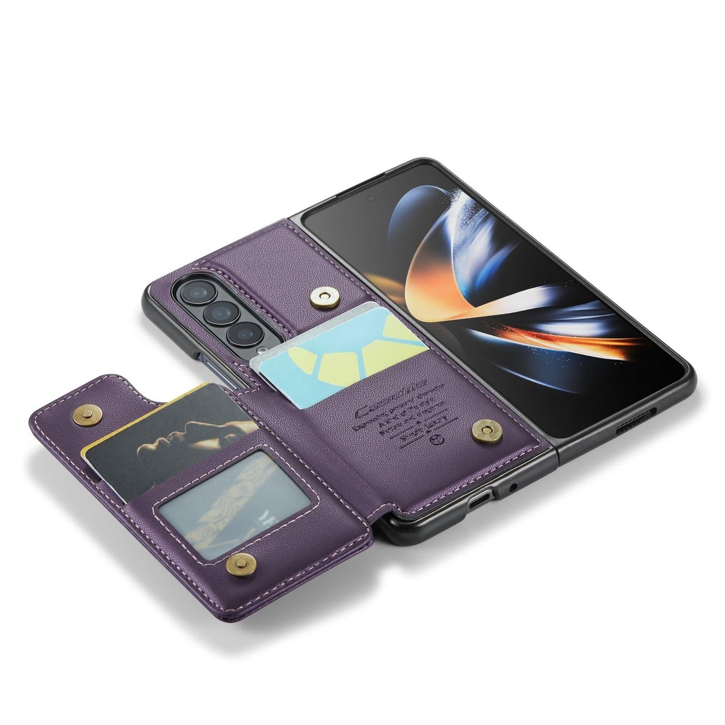 Leather Rfid Phone Case for Samsung Galaxy z Fold 4 5g - Purple