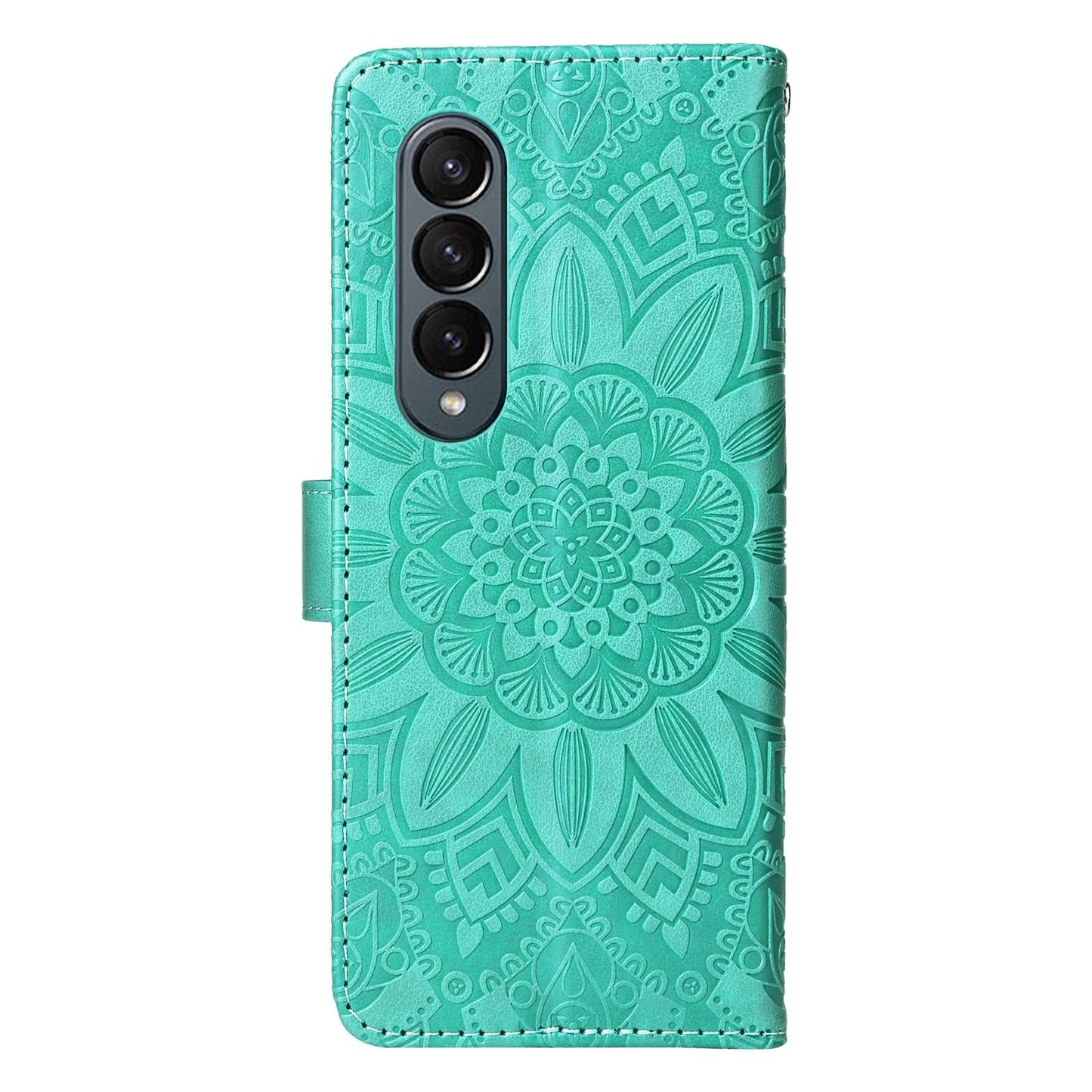 Sunflower Embossed Leather Phone Case for Samsung Galaxy z Fold 4 / 5g - Rose Gold