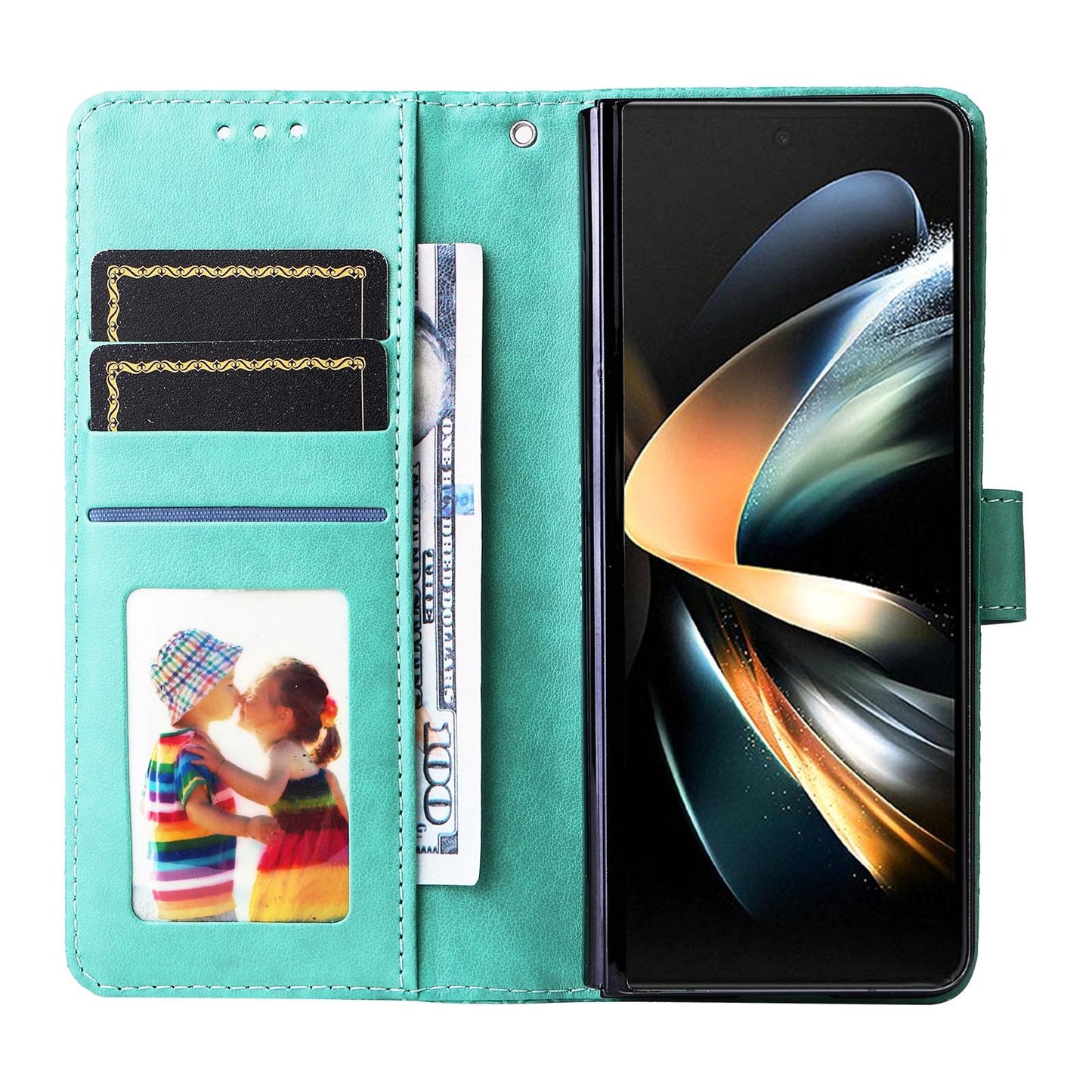 Sunflower Embossed Leather Phone Case for Samsung Galaxy z Fold 4 / 5g - Rose Gold