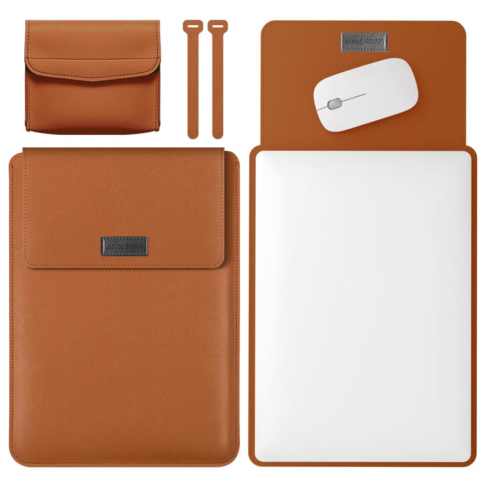 Lightweight Leather Computer Bag - 4-in-1 Portable - Fits 15.4 / 15.6 / 16.1 Inches - Dark Green