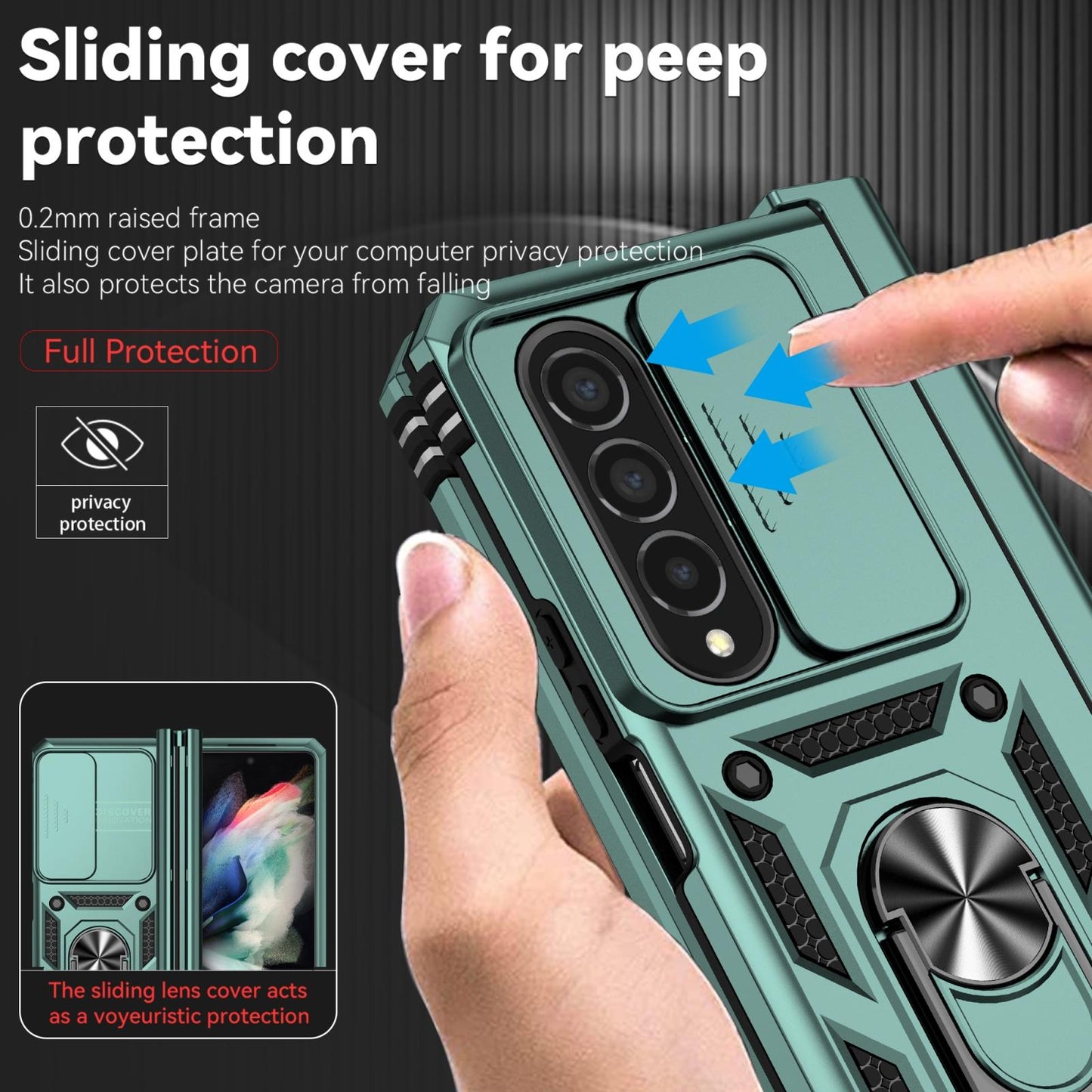 For Samsung Galaxy Z Fold4 5G Secure Sliding Case - Rose Gold