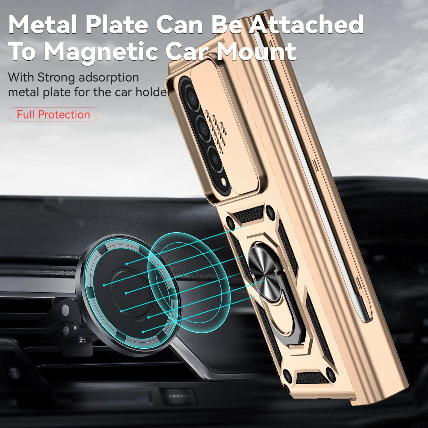 For Samsung Galaxy Z Fold4 5G Secure Sliding Case - Rose Gold
