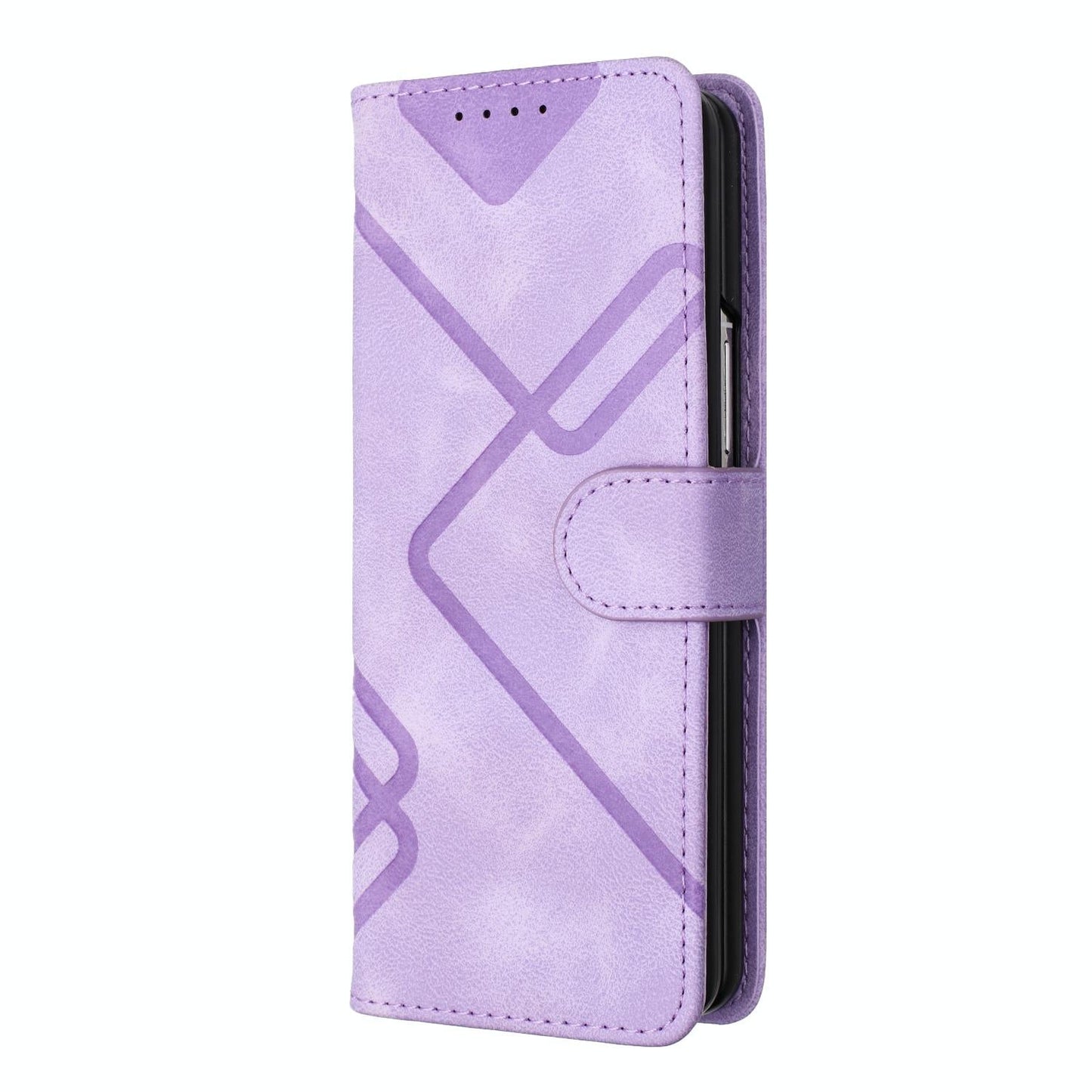 Smooth Leather Phone Case for Samsung Galaxy z Fold 4 - Line Pattern - Black