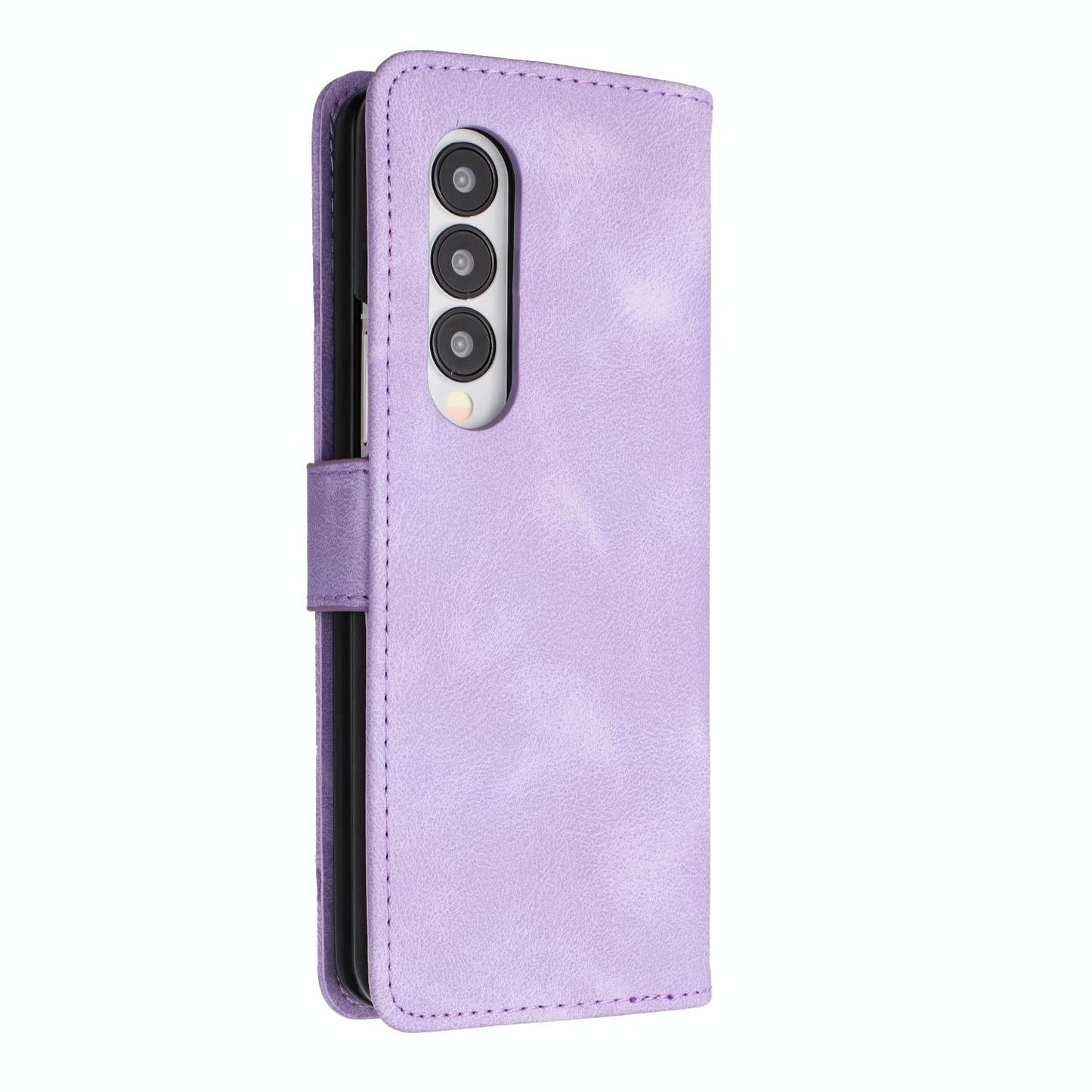 Smooth Leather Phone Case for Samsung Galaxy z Fold 4 - Line Pattern - Black