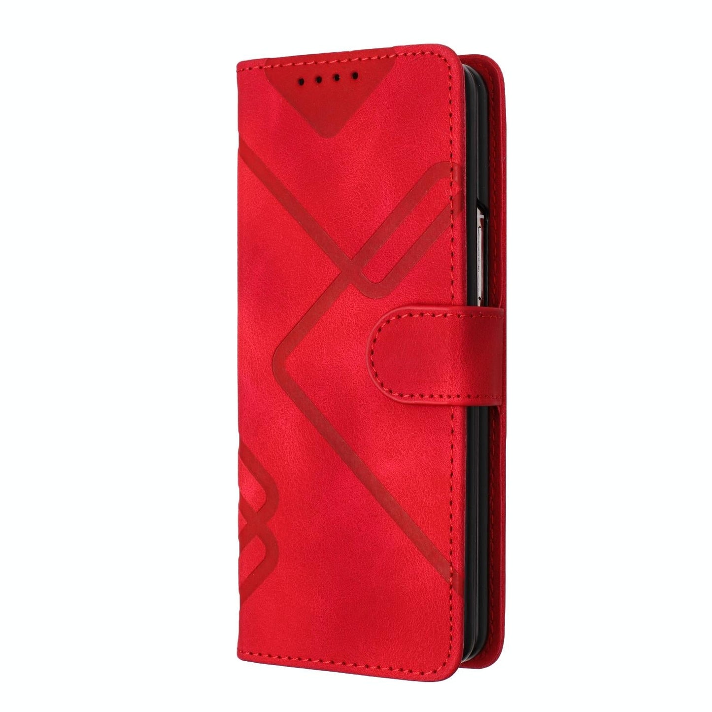 Smooth Leather Phone Case for Samsung Galaxy z Fold 4 - Line Pattern - Black