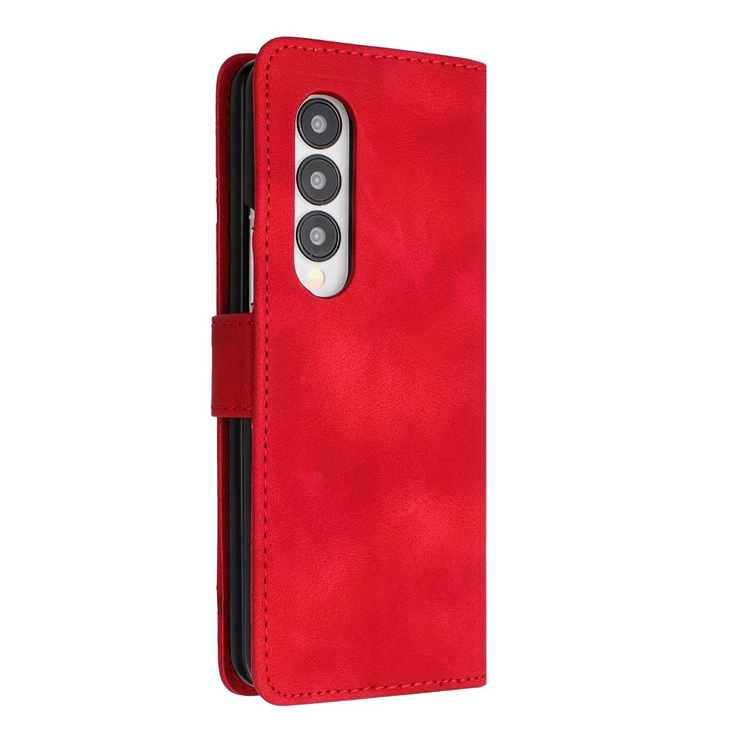 Smooth Leather Phone Case for Samsung Galaxy z Fold 4 - Line Pattern - Black
