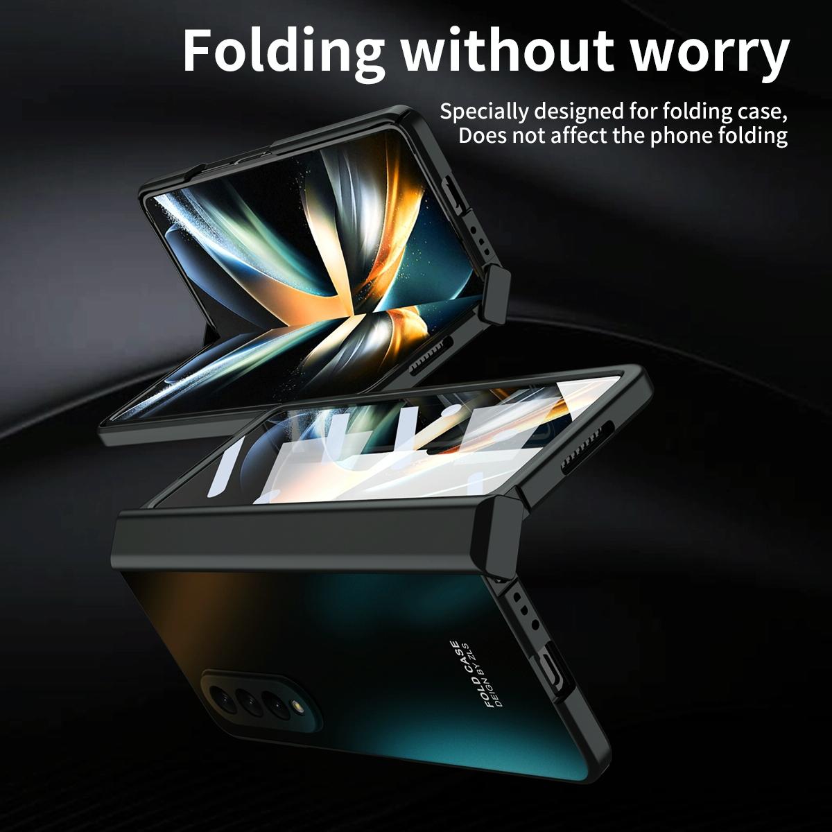 Foldable Electroplated 5g Case for Samsung Galaxy z Fold 4 - Blue