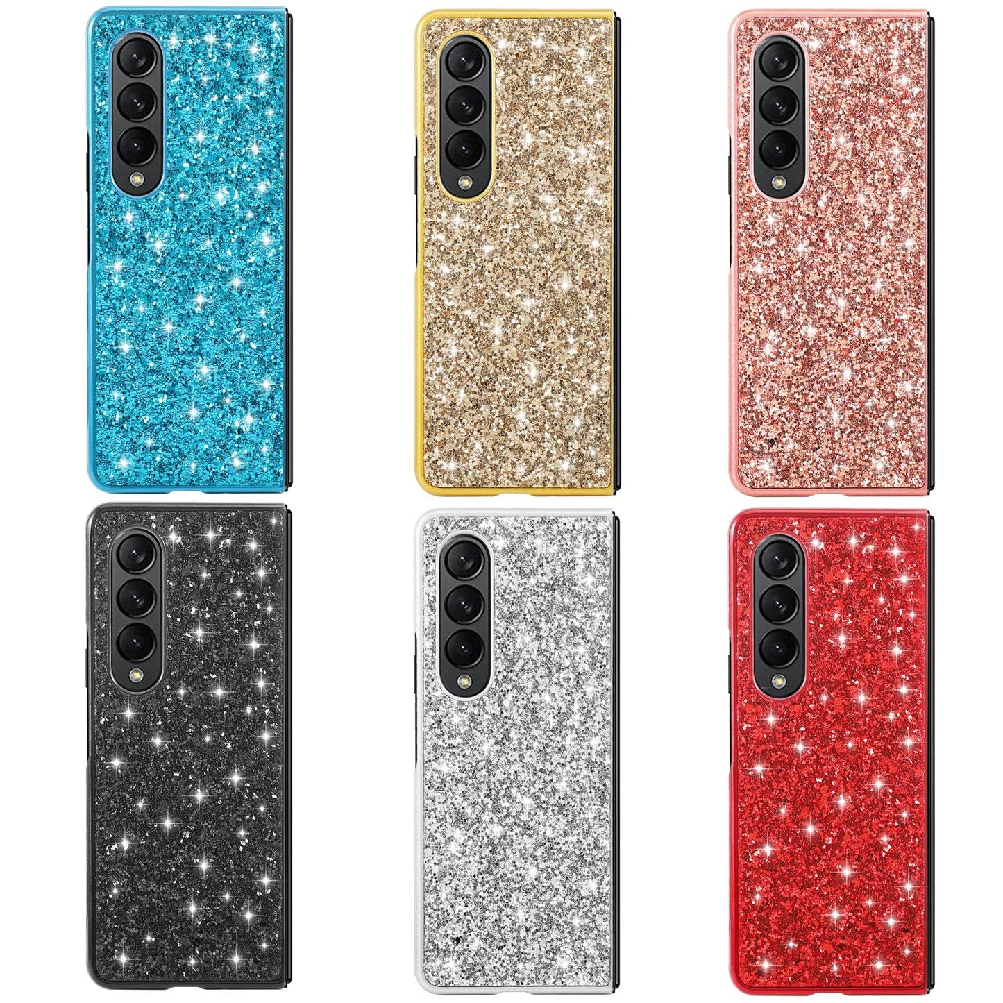 Glitter Tpu Shockproof Case for Samsung Galaxy z Fold 4 - Red