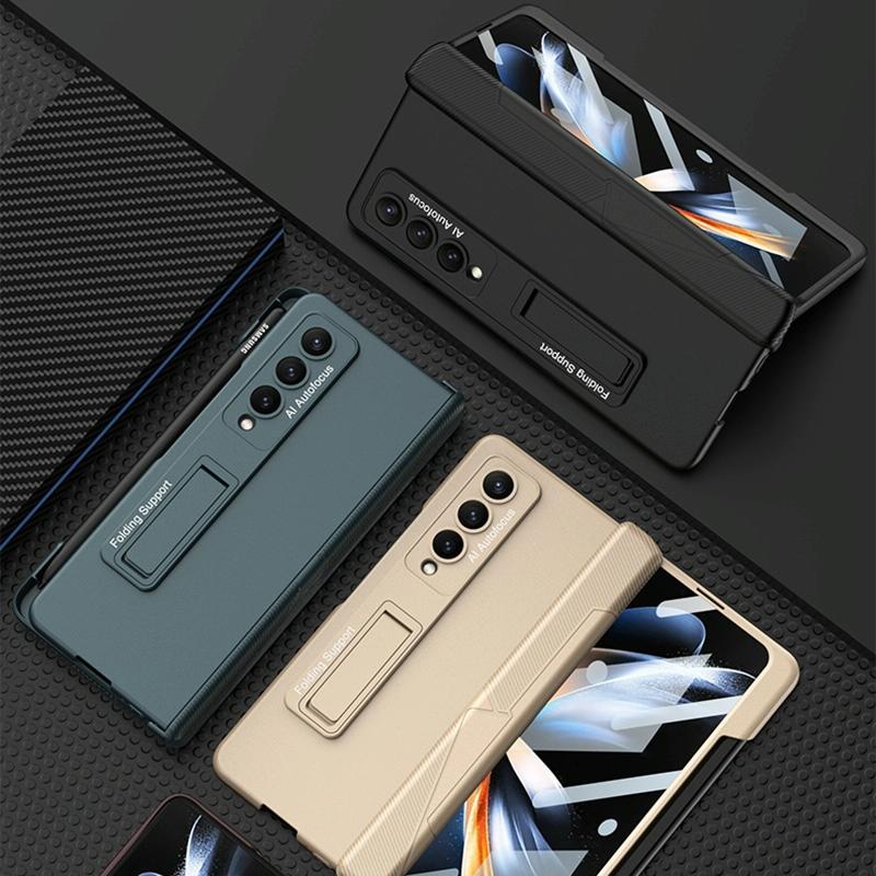 Foldable Phone Case with Magnetic Closure and Pen Slot for Samsung Galaxy z Fold 4 - Compact and Convenient - Grey