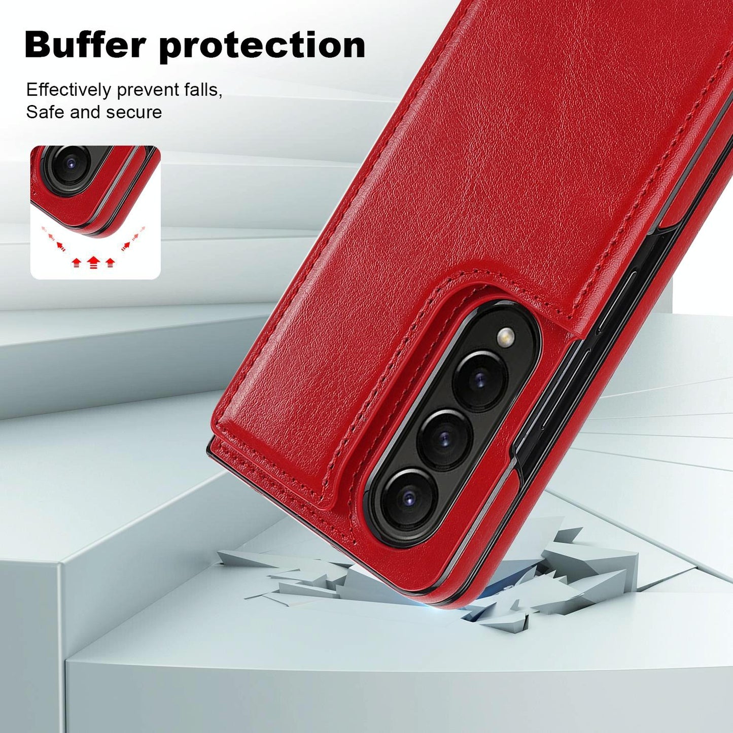 Full Coverage Double Buckle Phone Case for Samsung Galaxy z Fold 4 - Red