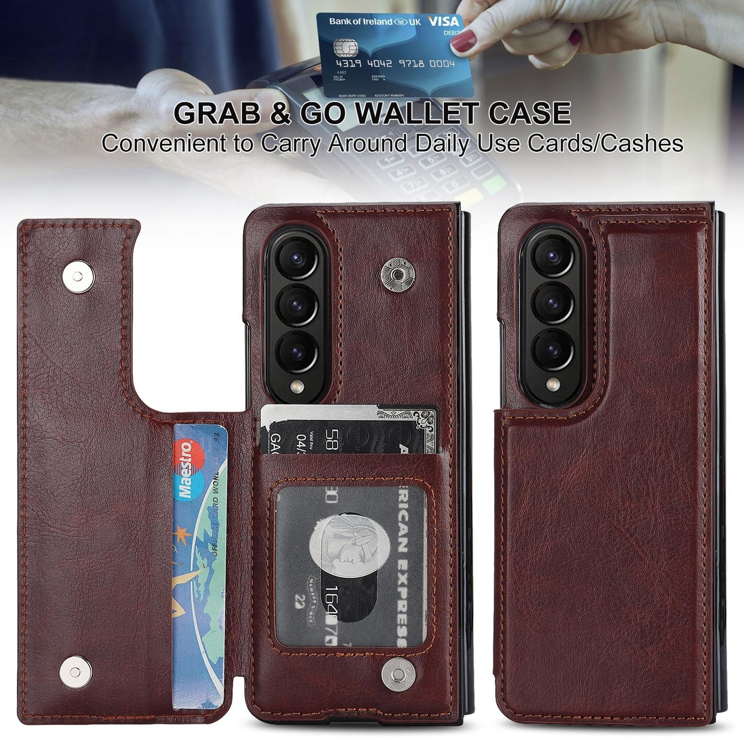 Full Coverage Double Buckle Phone Case for Samsung Galaxy z Fold 4 - Red