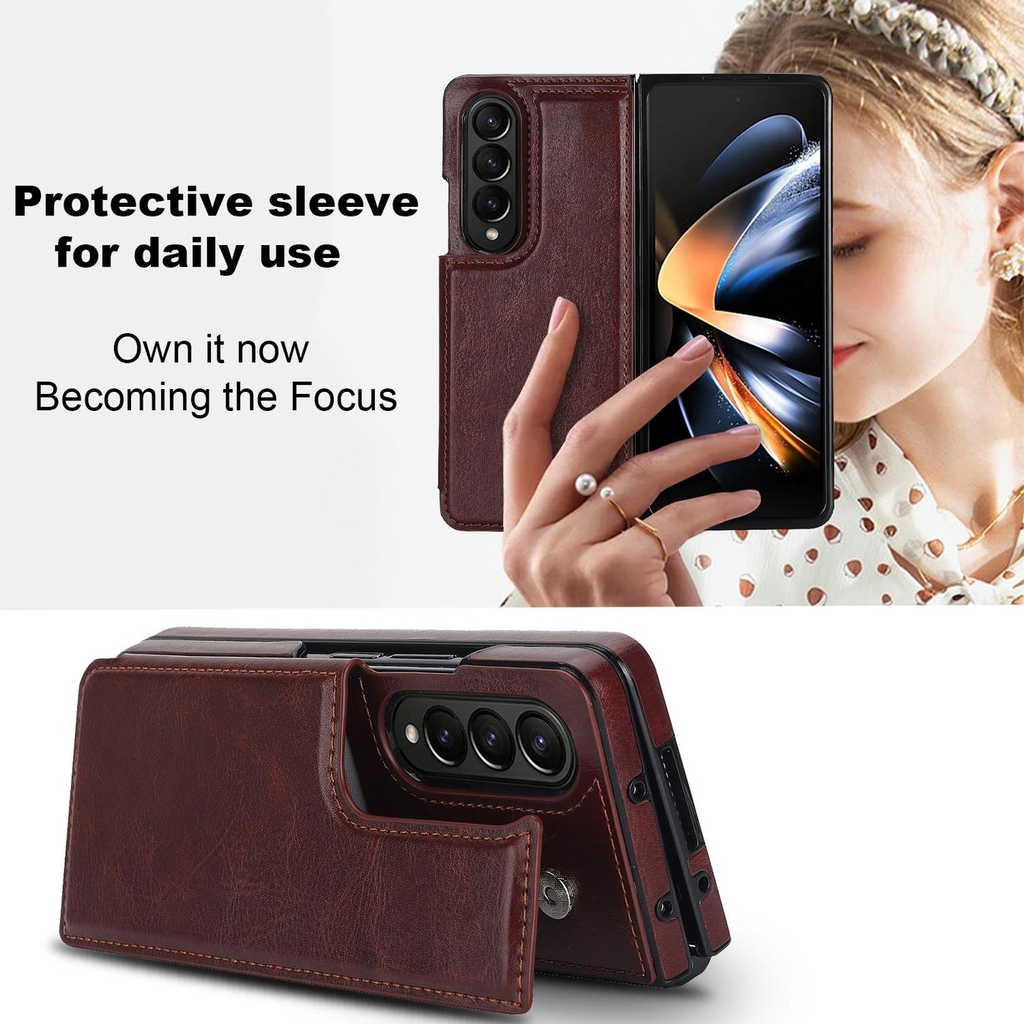 Full Coverage Double Buckle Phone Case for Samsung Galaxy z Fold 4 - Red