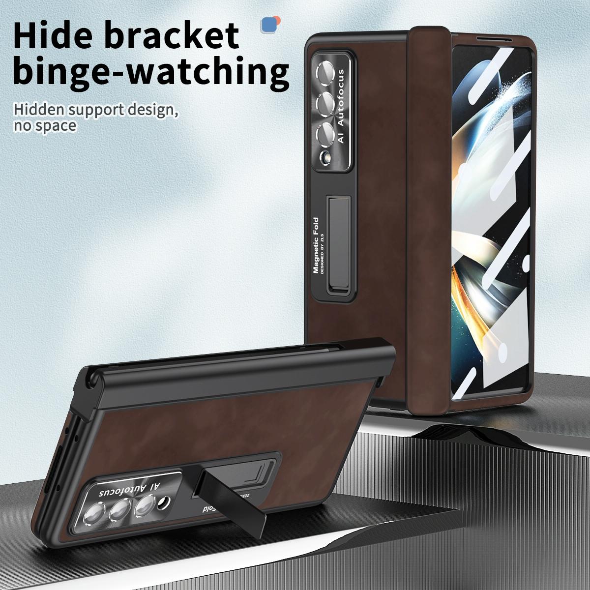 Magnetic Phone Case for Samsung Galaxy z Fold 4 - Napa Pattern - Royal Blue