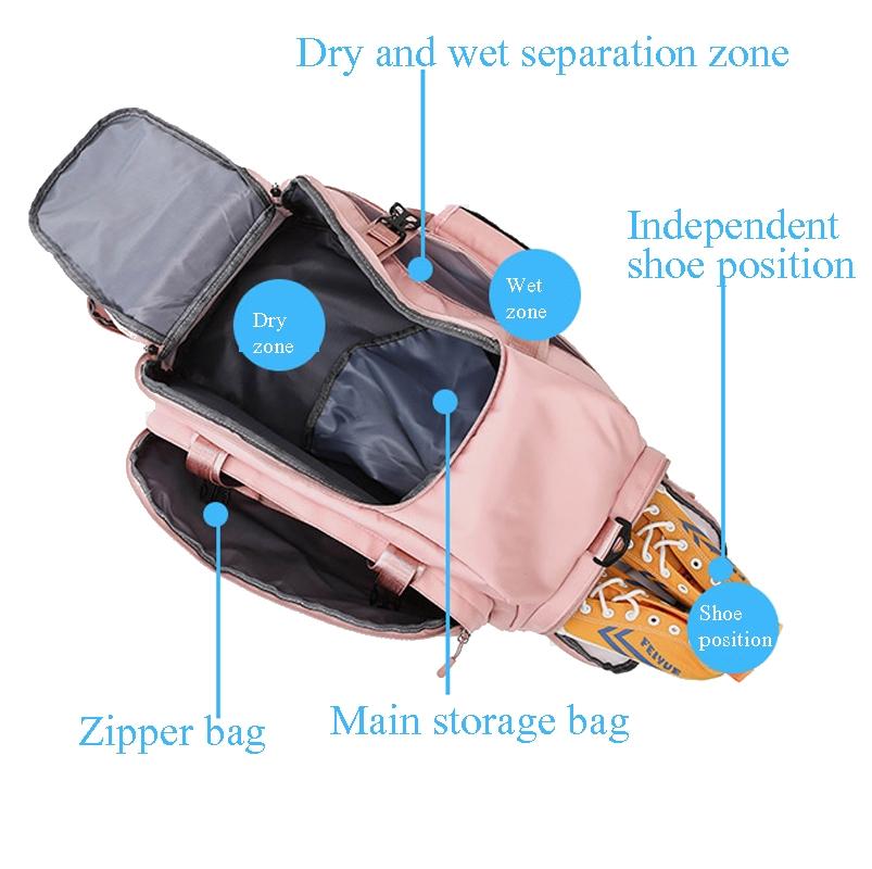 Large Capacity Sports Bag With Wet / Dry Separation - Blue Yellow