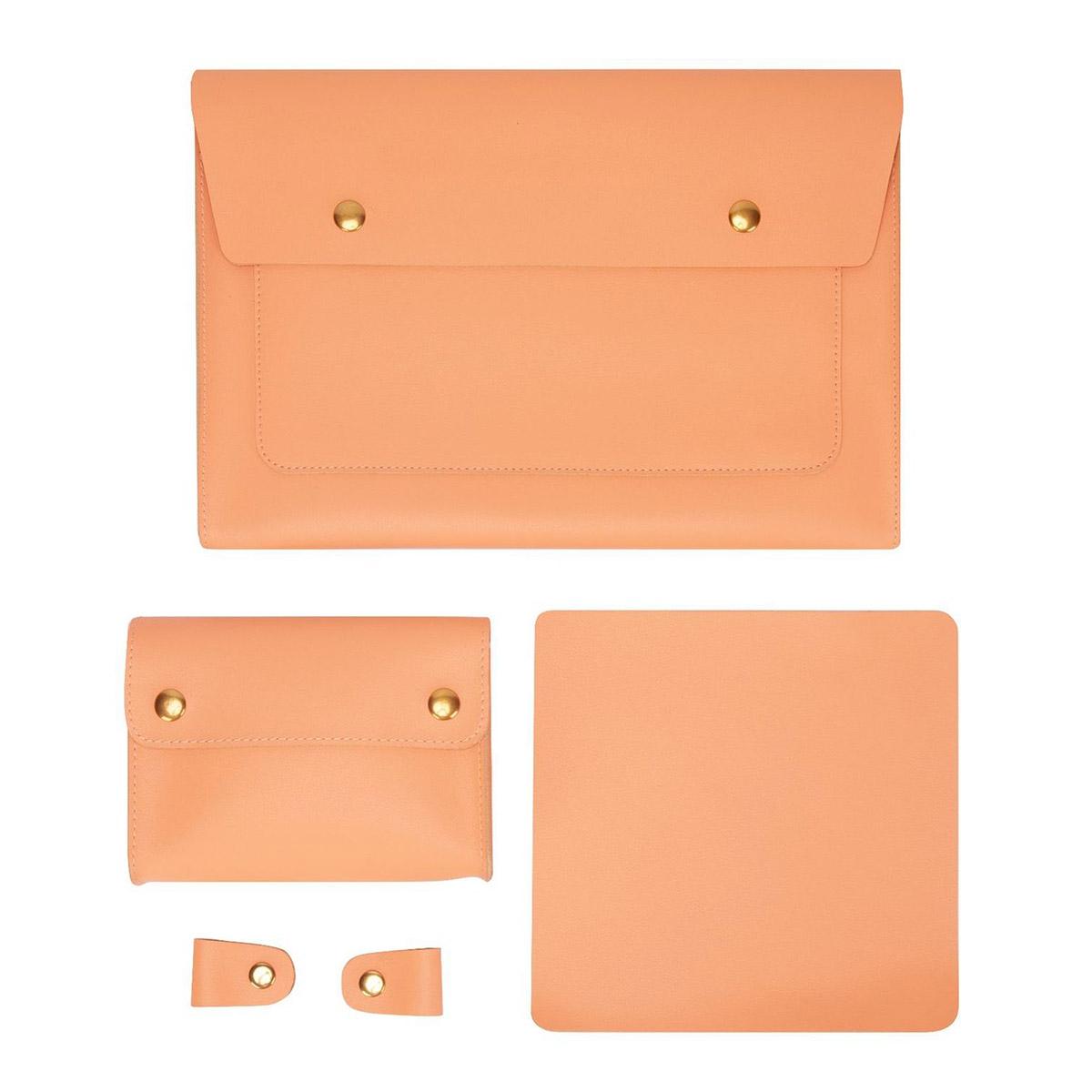3-in-1 Waterproof Leather Laptop Liner Bag - 13 Inches - Avocado Green