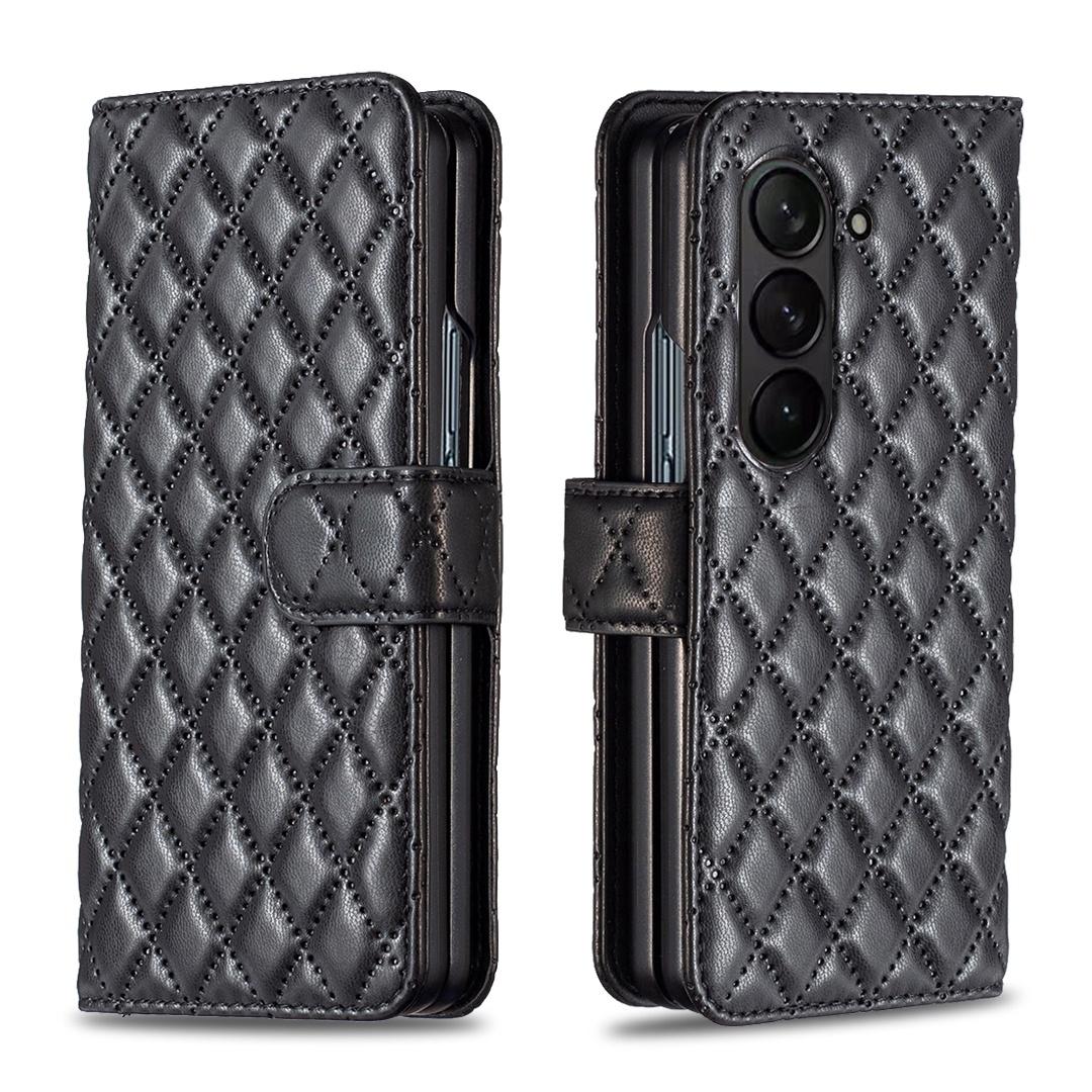 For Samsung Galaxy Z Fold4 5G Samsung Fold 4 Diamond Lattice Wallet Case - Sleek And Stylish - Blue