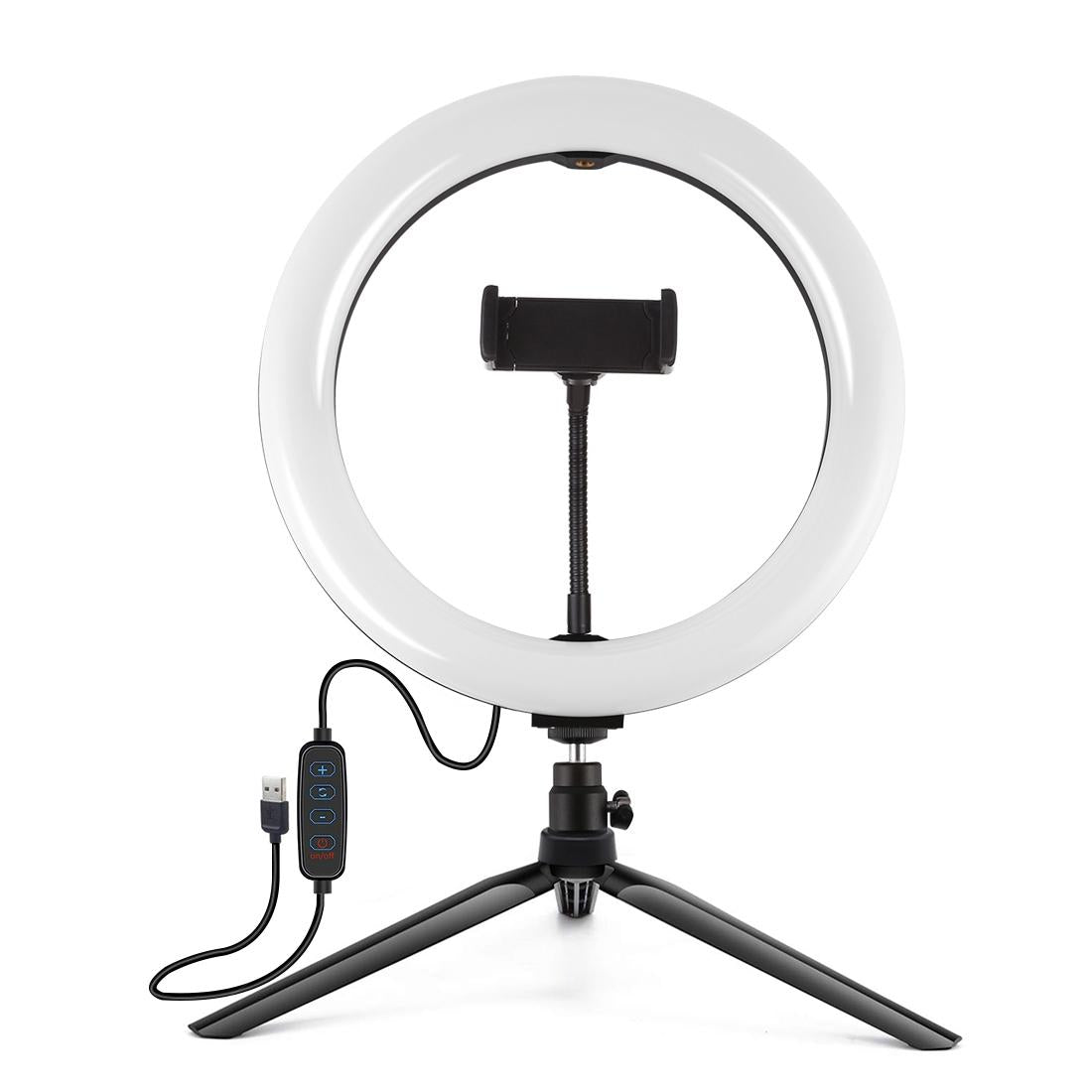 10.2 Selfie Beauty Light with Tripod Mount and Usb 3 Modes Dimmable Led Ring for Vlogging and Photography Cold Shoe Ball Head and Phone Clamp - Pink
