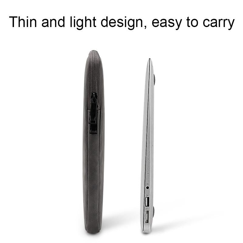 Lightweight Waterproof Lambskin Laptop Sleeve - Fits 14.1-15.4 Inches - Deep Gray With Bag