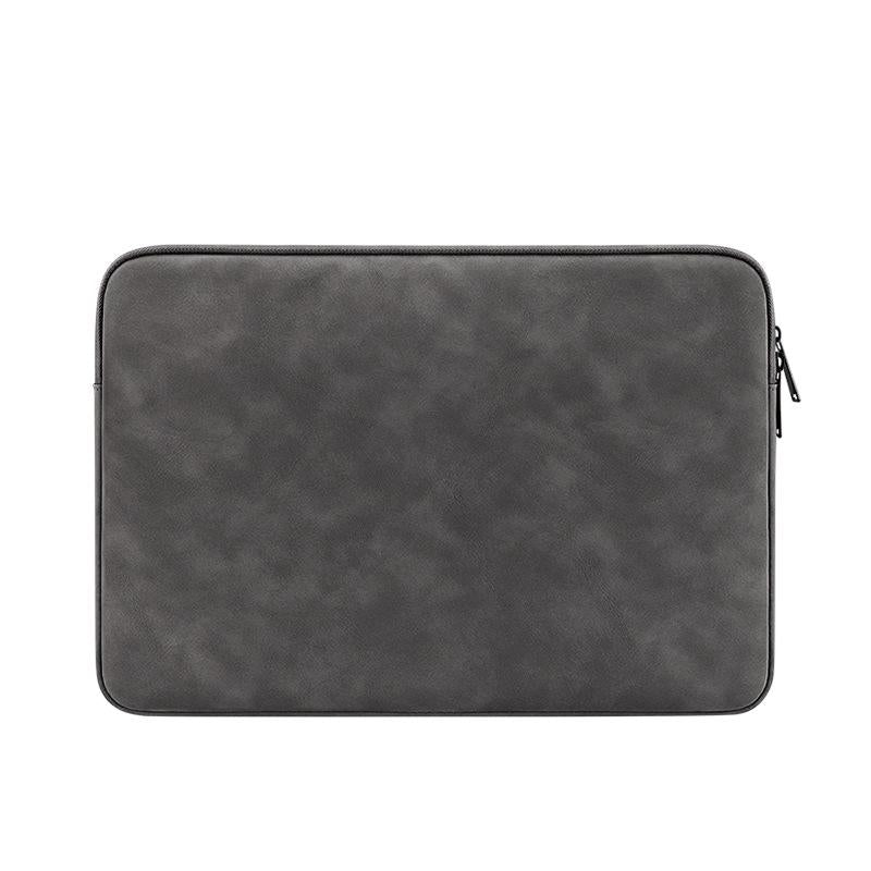 Lightweight Waterproof Lambskin Laptop Sleeve - Fits 14.1-15.4 Inches - Deep Gray With Bag