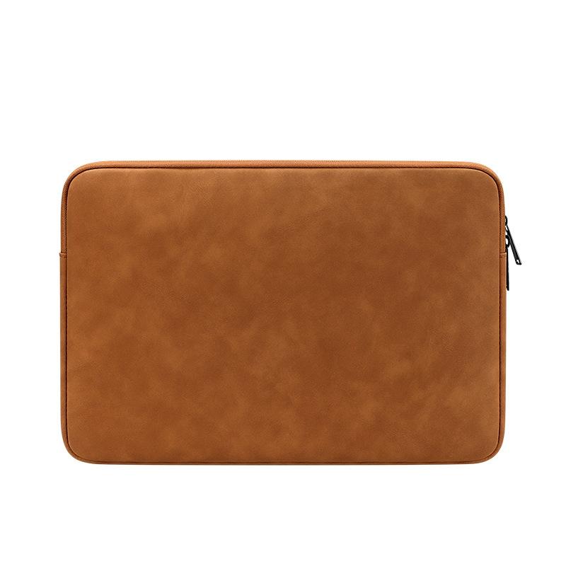 Lightweight Waterproof Lambskin Laptop Sleeve - Fits 14.1-15.4 Inches - Deep Gray With Bag