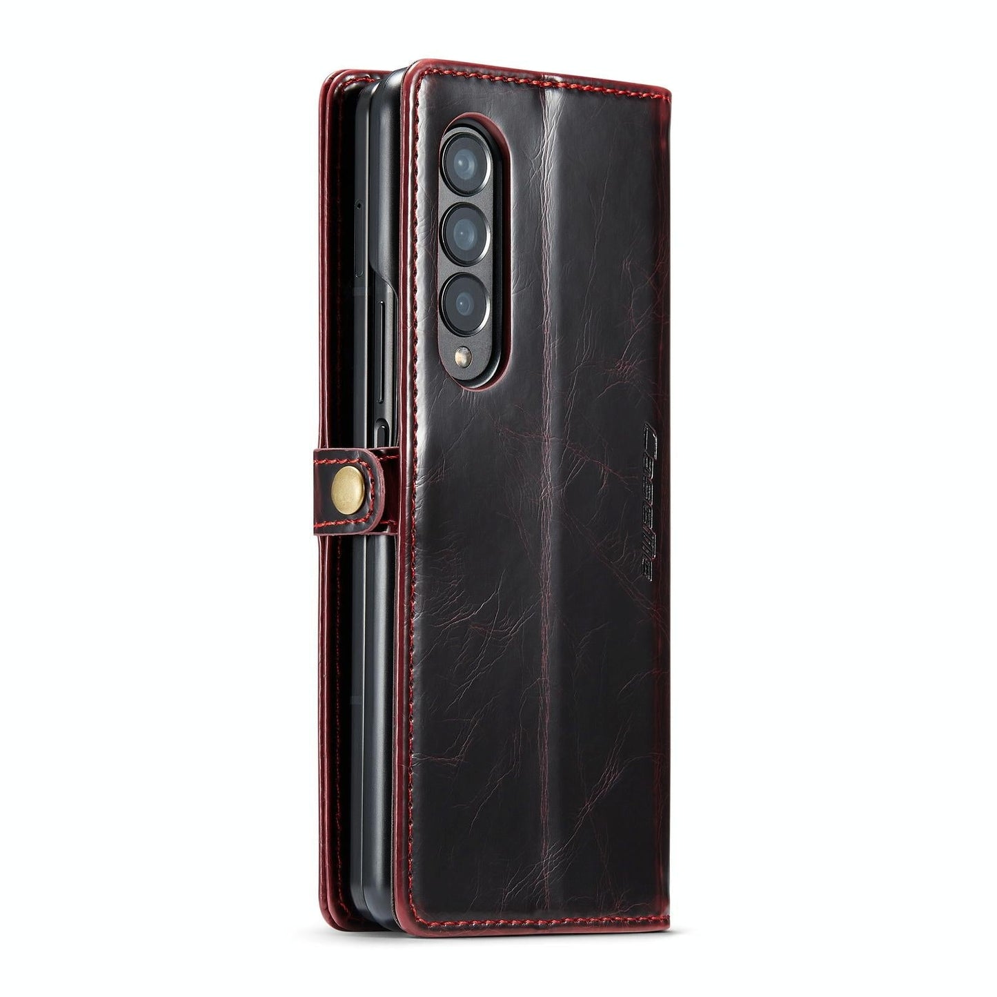Premium Crazy Horse Leather Phone Case for Samsung Galaxy z Fold 4 - Red