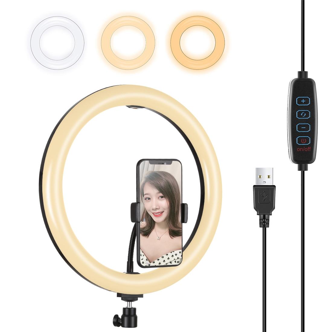 30cm Usb Dual Colour Led Ring Light with Phone Clamp - Pink