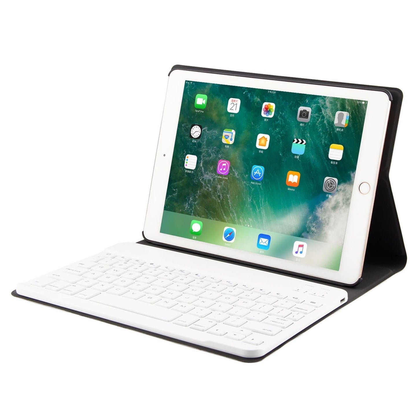 Bluetooth Keyboard & Leather Tablet Case For Ipad Air / Pro 9.7 - Three-Gear Angle Adjustment Magnetic Sleep Function - Abs Brushed Texture - Pink