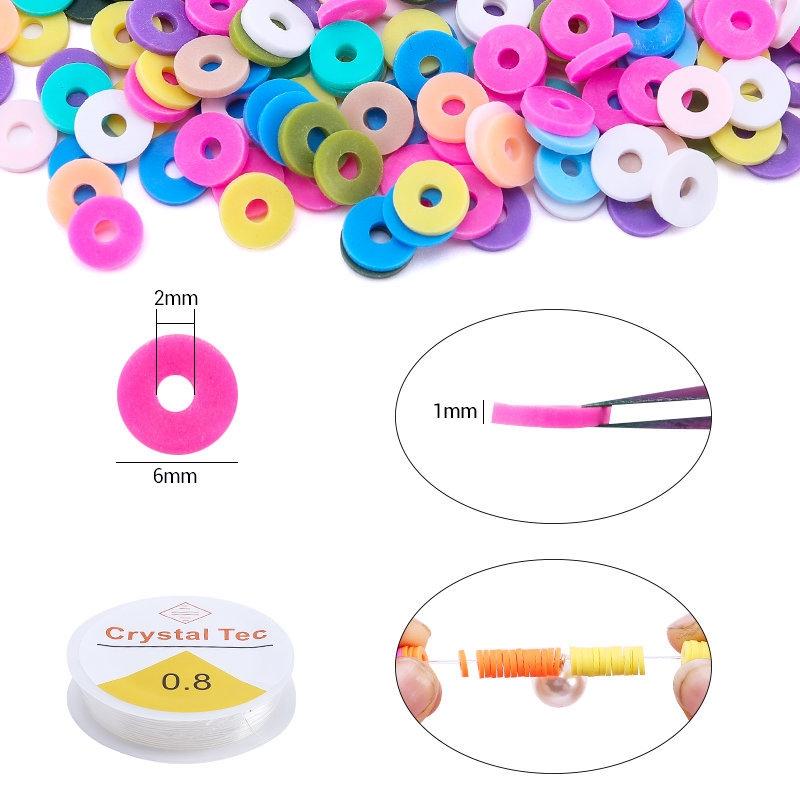 6 Piece Soft Pottery Beading Set For Diy Bracelets & Necklaces - Pink