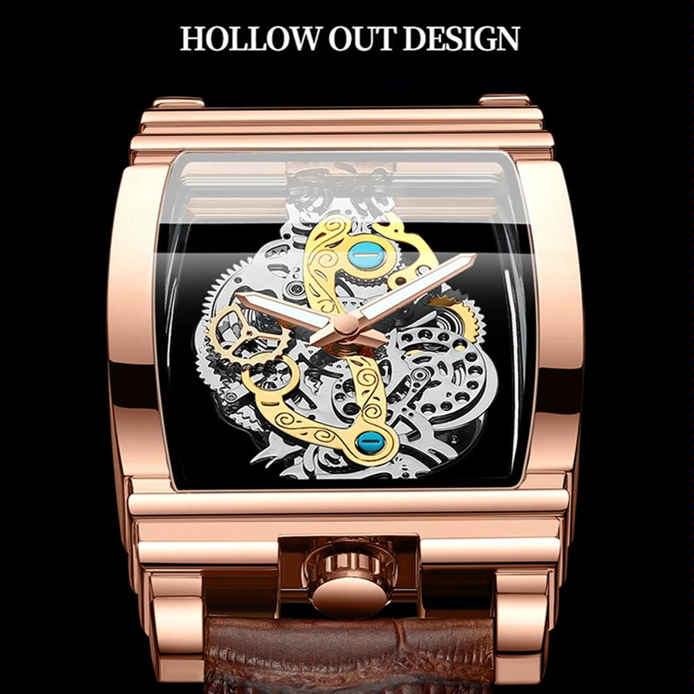 Waterproof Luminous Business Watch for Men - Gear Hollow Outdoor - Black Leather White Steel