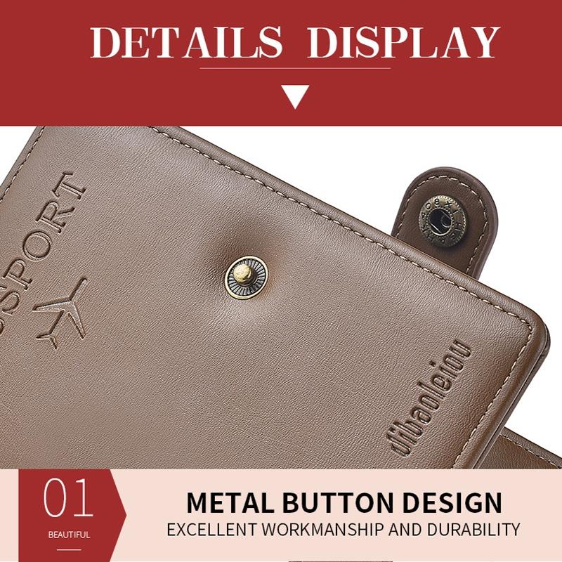 Multi Functional Passport Case With Buckle Dibaoleiou Pu Leather - Dark Brown