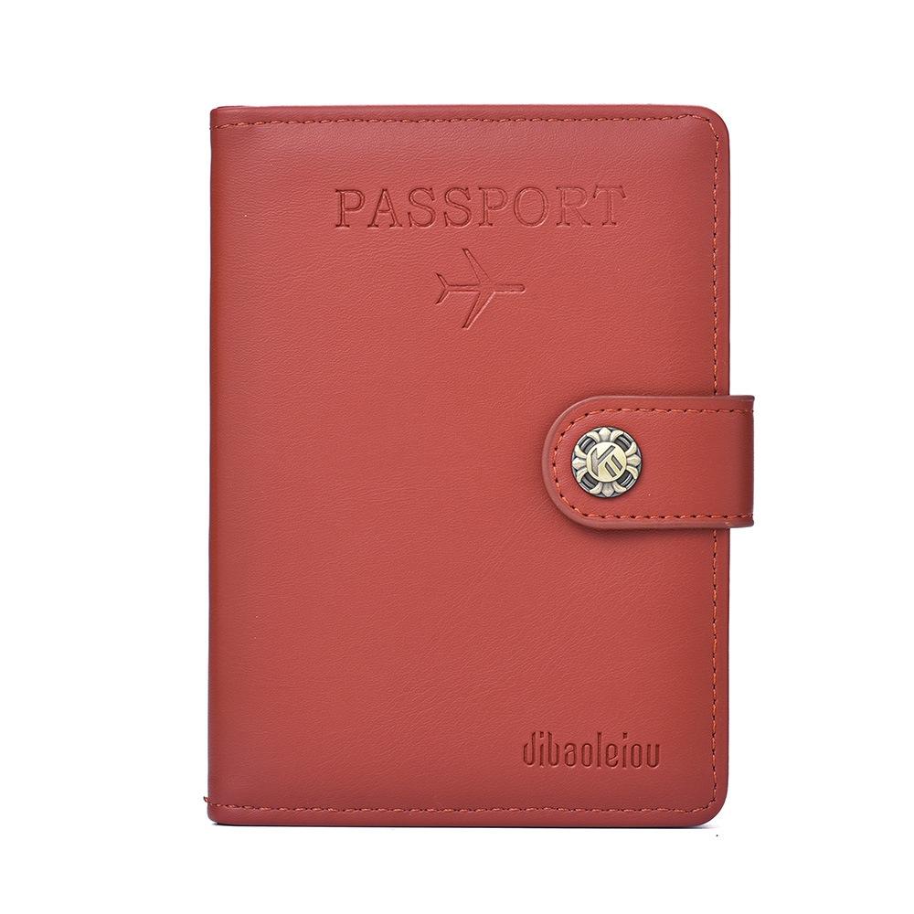 Multi Functional Passport Case With Buckle Dibaoleiou Pu Leather - Dark Brown