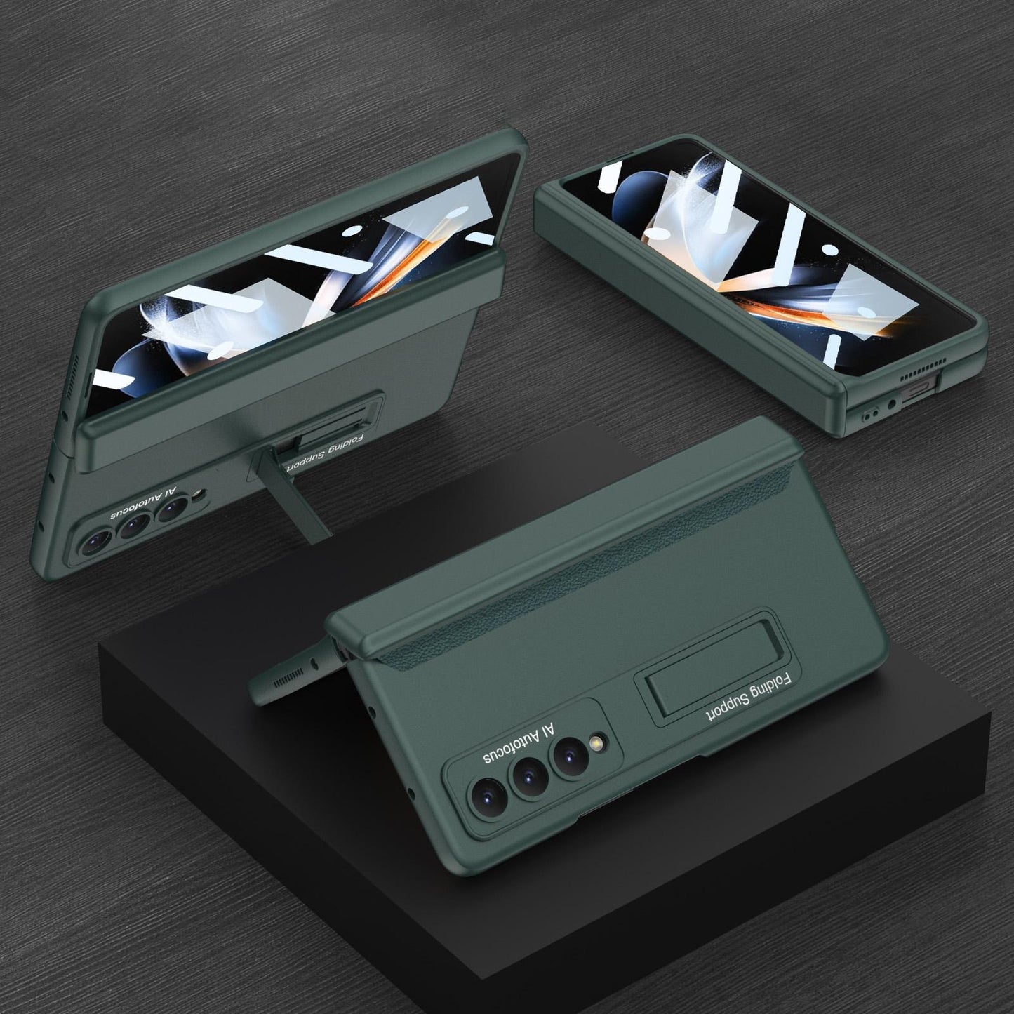 Foldable Magnetic Hinge Case for Samsung Galaxy z Fold 4 - Compact Design - Deep Sea Green