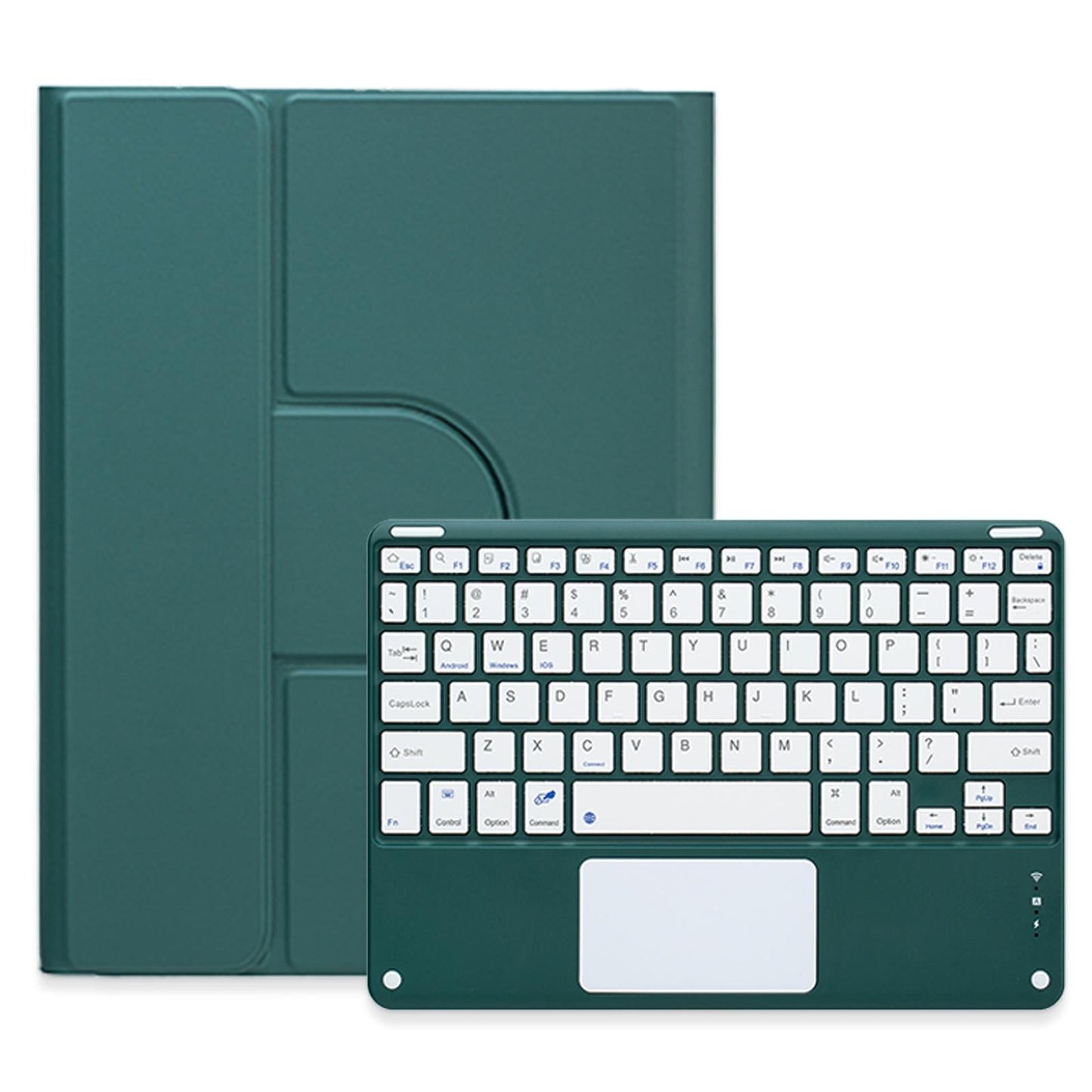 360 Degree Rotatable Bluetooth Keyboard Leather Case With Touchpad - Square Button - Black - For Ipad Air 2022 / Ipad Pro 11 2021
