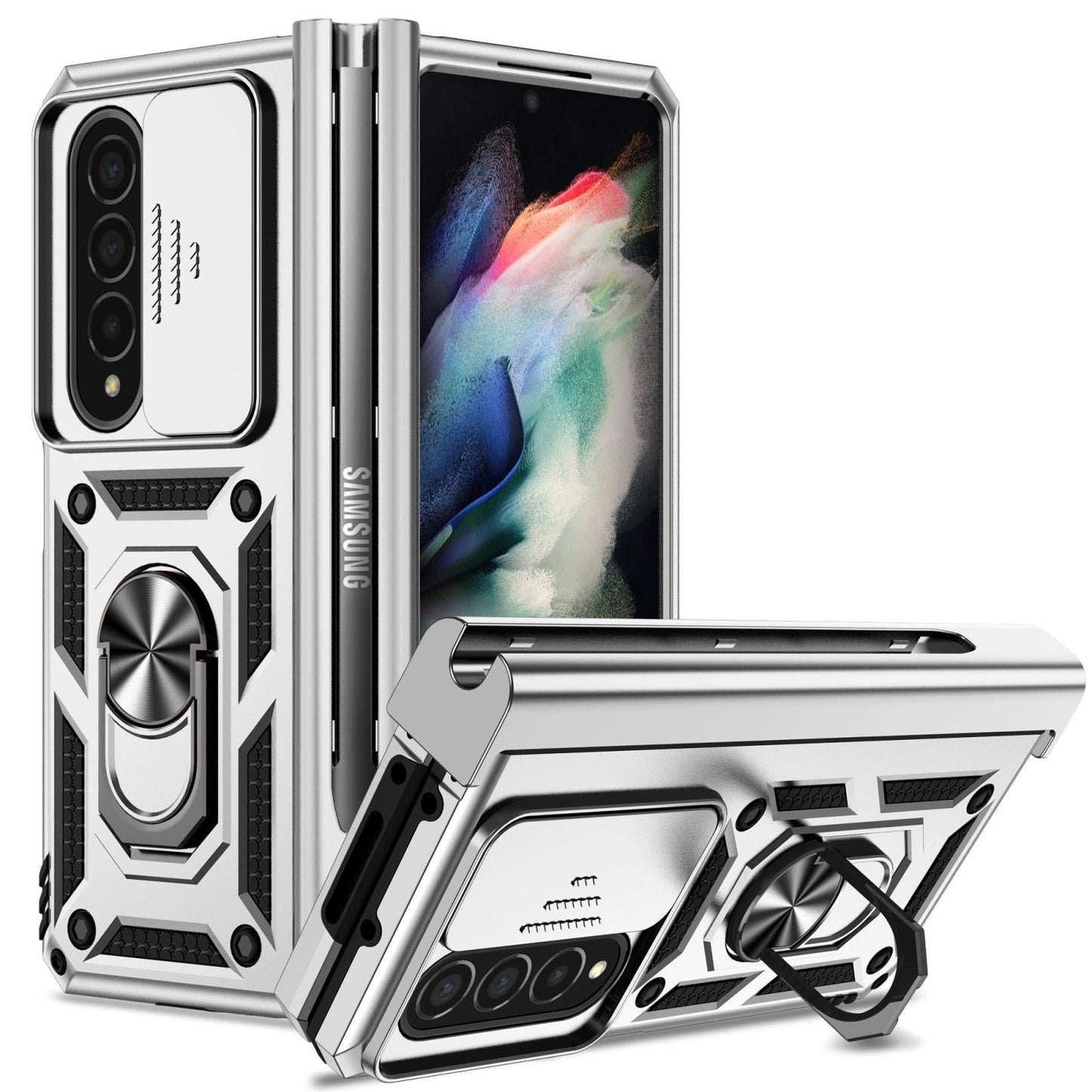 For Samsung Galaxy Z Fold4 5G Secure Sliding Case - Silver