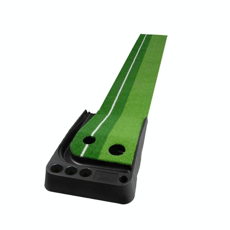 2.5M Golf Putting Mat With Push Rod Trainer & 6 Balls - No Auto Return
