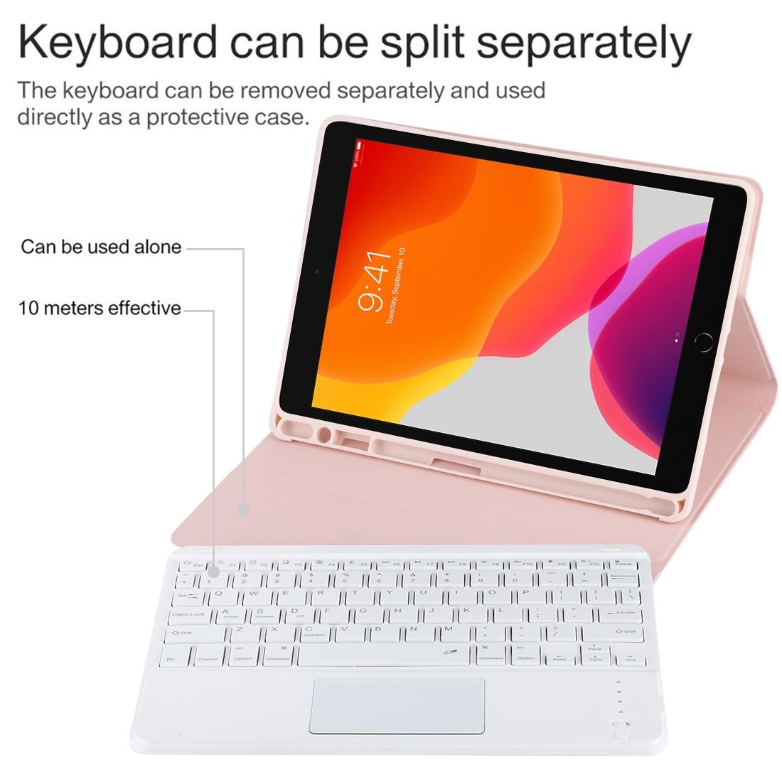 Bluetooth Keyboard & Tablet Case For Ipad 10.2 / Ipad Air 2019 - Detachable Touch Pad Pen Slot Holder - Microfiber Leather - Dark Green