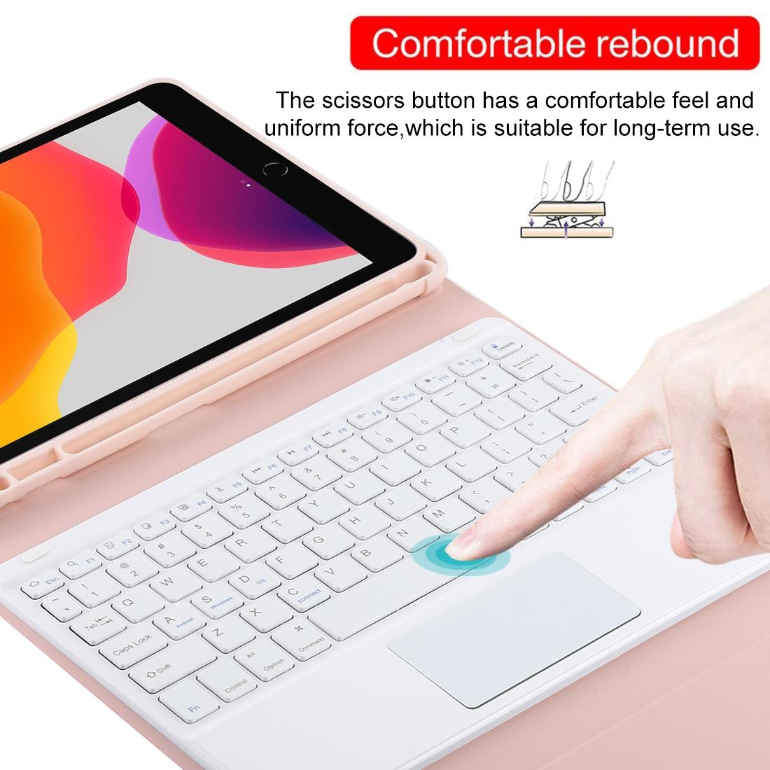 Bluetooth Keyboard & Tablet Case For Ipad 10.2 / Ipad Air 2019 - Detachable Touch Pad Pen Slot Holder - Microfiber Leather - Dark Green