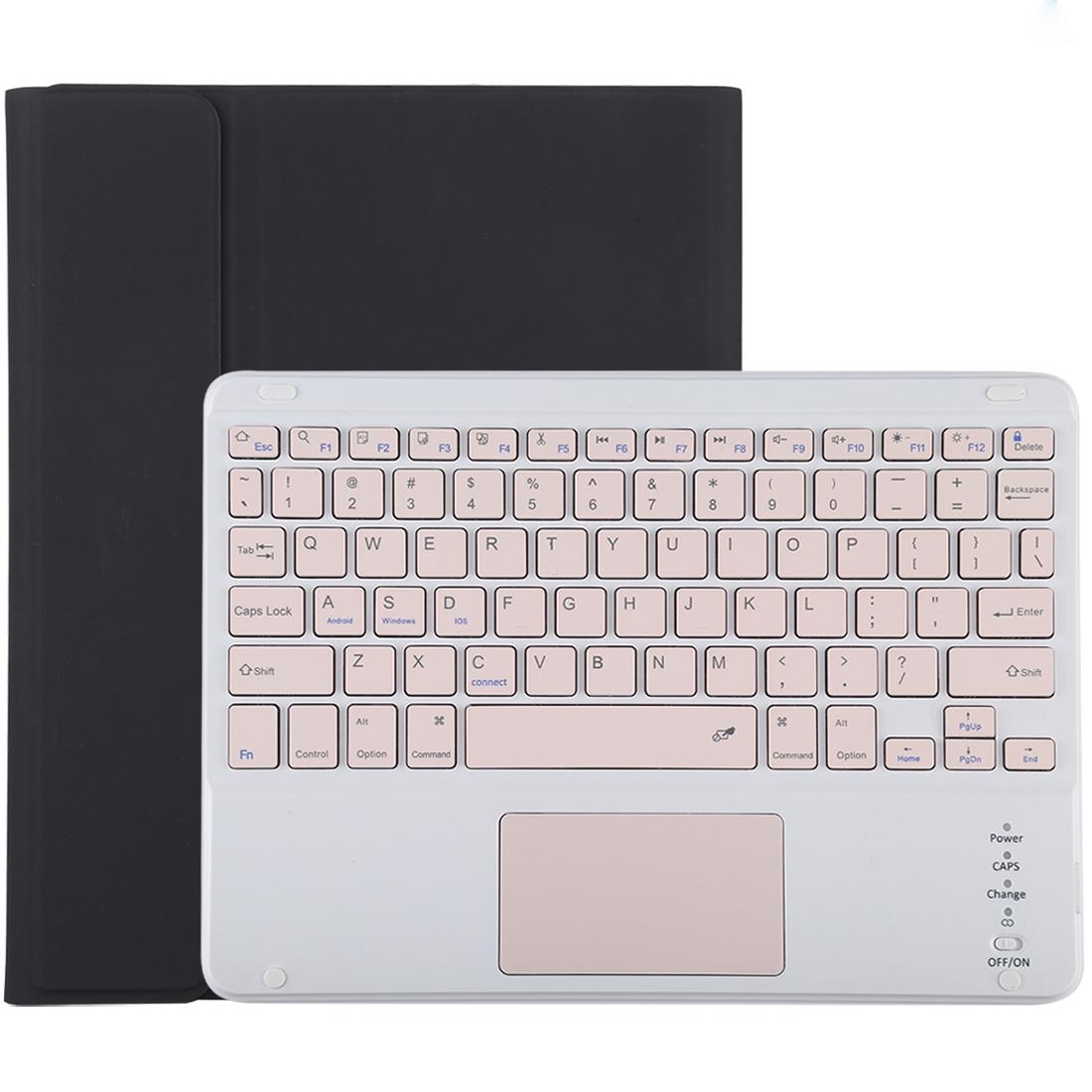 Bluetooth Keyboard & Tablet Case For Ipad 10.2 / Ipad Air 2019 - Detachable Touch Pad Pen Slot Holder - Pink Leather - Dark Green
